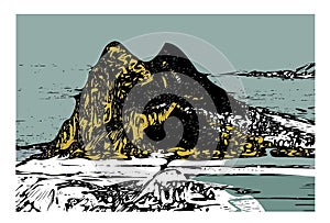 Rock of Gibraltar colour illustration