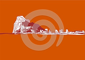 Rock of Gibraltar graphic in orange/red tones photo