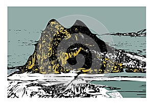 Rock of Gibraltar colour illustration photo