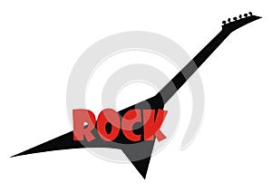 Rock guitar, black and red vector icon
