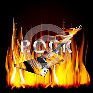 Rock guitar in flames