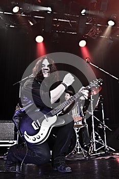 Rock guitarist performing