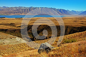 Rock and gully at Lake Tekapo