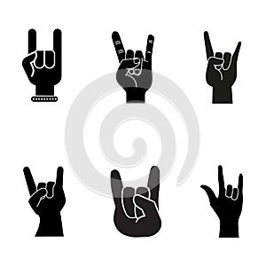 Rock Hand icon vector set. rock and roll illustration sign collection. rock concert symbol or logo.