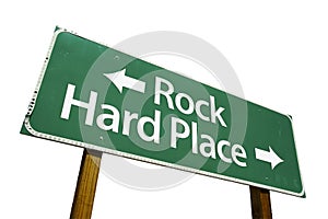 Rock, Hard Place road sign photo