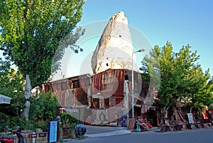 Rock house with carpets in GÃ¶reme