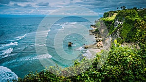 Rock on Impossible Beach in Evening Light, luxus cottage on the hill, Bali Indonesia