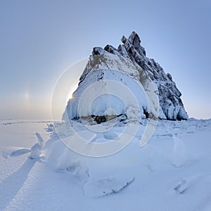 Rock island on Lake Baikal