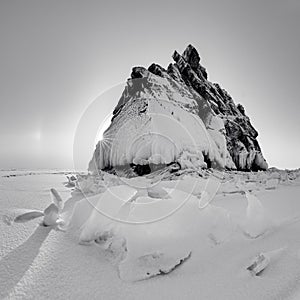 Rock island on Lake Baikal