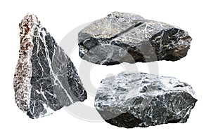 Rock isolated on white background. Granite stone with cutout. Clipping path
