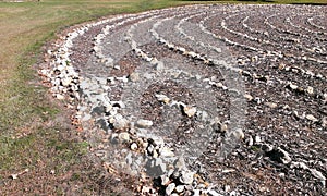 A rock labyrinth in a garden