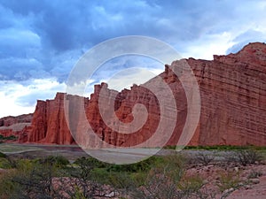 rock layerings at los castillos near Cafayate at quebrada de las conchas, Argentina