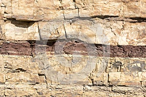 Ochre rock layers at Chapmans Peak Drive, South Africa photo