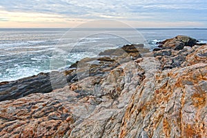 Rock ledges and sea at Pemaquid Point, Maine