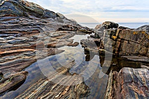 Rock ledges and tidal pools, Pemaquid Maine photo