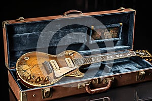 Rock legend old guitar memorabilia illustration generative ai