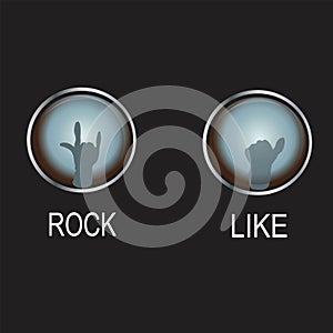 Rock and Like Web Button and Icon