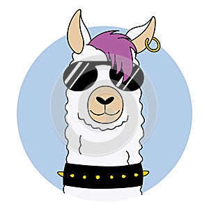 Rock llama with sunglasses and earring photo