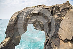 The rock looks like an elephant called `Trunk Rock`. A Famous Destination for Canoeing Activity, At the North Coast of Taiwan