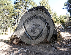 Rock of lovers in the forest backside