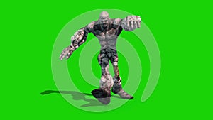 Rock Man Monster Runcycle Front Green Screen Loop 3D Renderings Animations