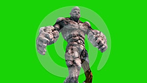 Rock Man Monster Walkcycle Green Screen Loop 3D Renderings Animations