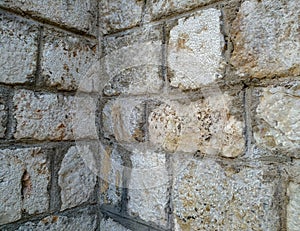 Rock marble smooth tiles closeup rustic old pattern corner background mosaic rocky texture bricks placed and arranged on floor or