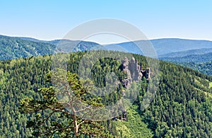 Rock massif Ermak. Stolby Nature Sanctuary Pillars