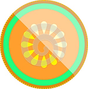 Rock Melon Fruit Halved Vector Isolated