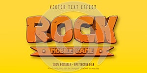 Rock mobile game text, cartoon game style editable text effect