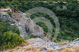 Rock monastery and bridge to it in the vicinity of Provadia in Bulgaria