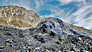 Rock in moraine  of the glacier Steindalsbreen  Norway