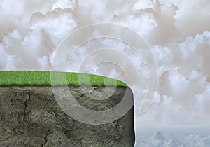 Rock Mountain Cliff Background, Clouds