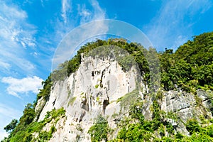 Rock mountain cliff with blue sky