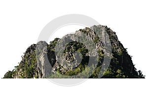 rock mountain hill with  green forest isolate on white background