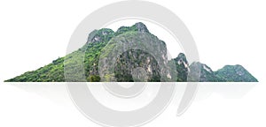 rock mountain hill with green forest isolate on white background