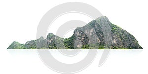 rock mountain hill with green forest isolate on white background