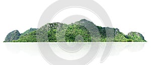 rock mountain hill with green forest isolate on white background