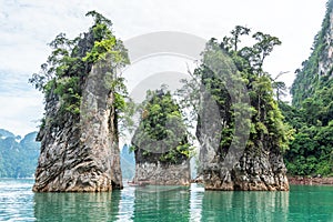 Rock mountain and lake in Ratchaprapa dam, Khoa Sok National Park