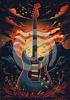 Rock music background. Rock poster. Background for music festival or concert poster or flyer, design template