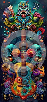 Rock music background. Rock poster. Background for music festival or concert poster or flyer, design template