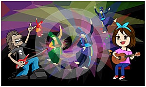 Rock music and dance party on abstract background