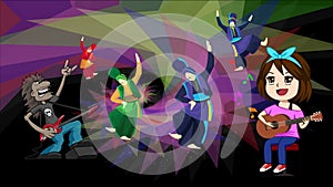 Rock music and dance party on abstract background