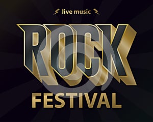 Rock music festival poster, hipster rock-n-roll vintage label graphic design. Vector