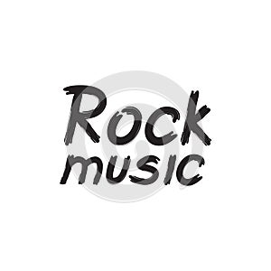 Rock music lettering. Musical icon background. Rock`n`roll sign.