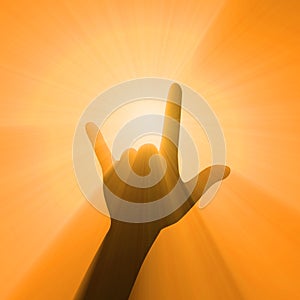 Rock music love hand gesture light flare