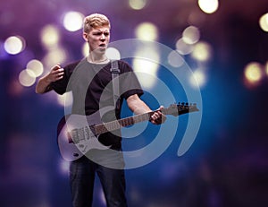 Rock musician with electric guitar