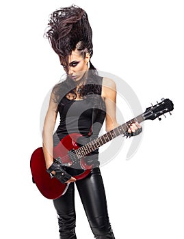 Rock musician in leather clothing