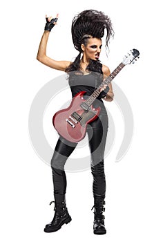 Rock musician in leather clothing