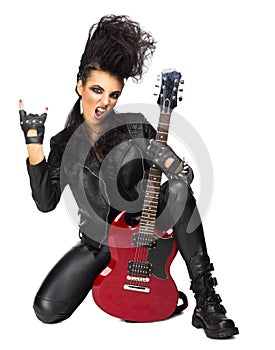 Rock musician in leather clothing